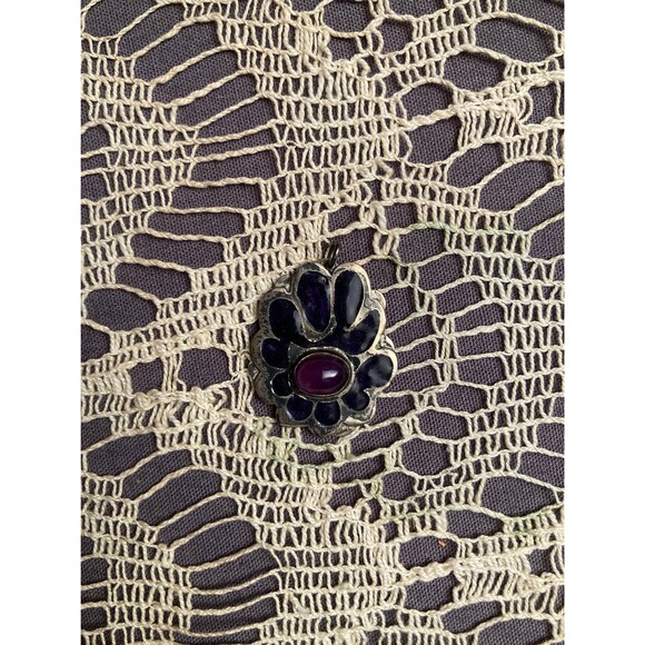 Vintage 90s Small APR Silver & Purple Pendant Boho Hippie Whimsical - Picture 1 of 3